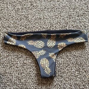 One of a kind reversible Bikini Bottom with Gold Pineapple Print from Hawaii
